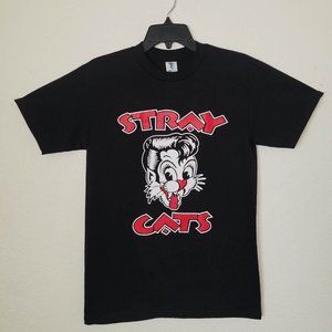 New "Stray Cats Cat Head" Unisex Silkscreen T-Shirt. Available From Small–3XL